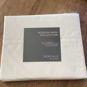 Hudson Park Collection White Twin Flat Sheet white